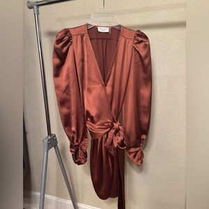 Dress Forum Copper Satin Wrap Dress